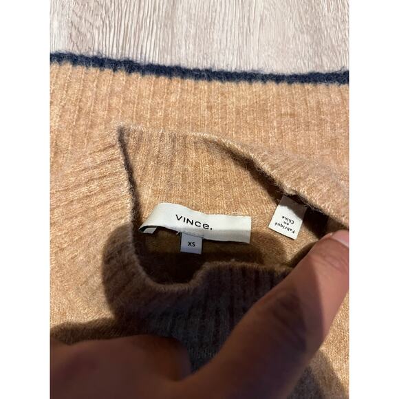 VINCE - WOMEN’S CONTRAST TIP PULLOVER / XS / beige - Picture 6 of 8